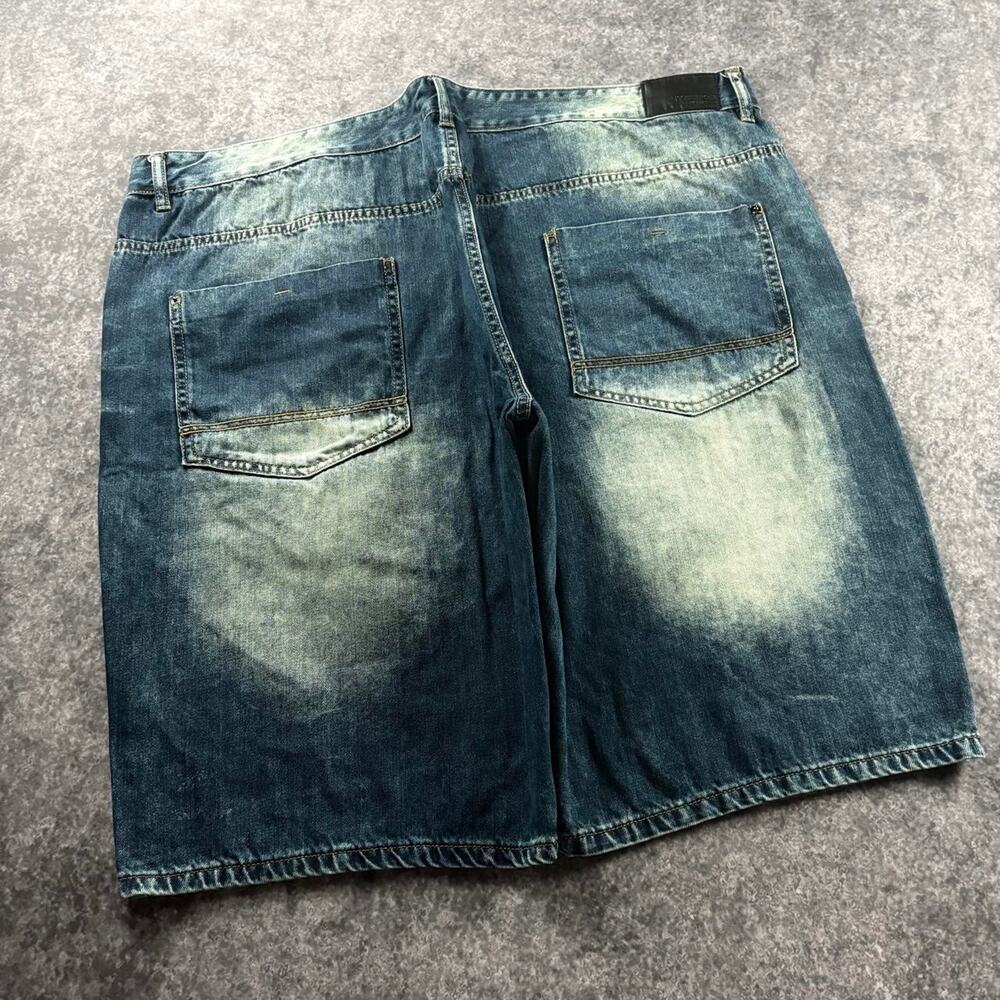 Vintage Southpole Men’s 48 Faded Blue Tan Cream Baggy Distressed Denim Jorts
